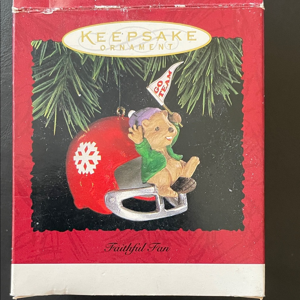 HALLMARK Faithful Fan Beaver Football Ornament, Red Green